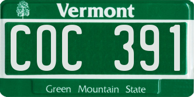 VT license plate COC391