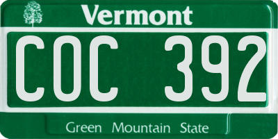 VT license plate COC392