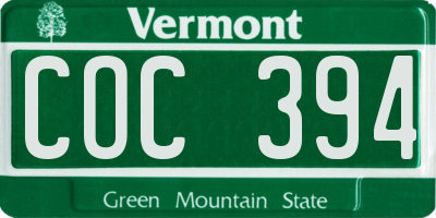 VT license plate COC394