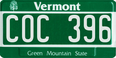 VT license plate COC396