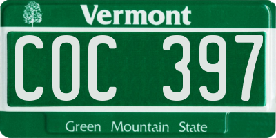 VT license plate COC397