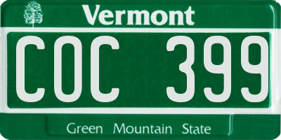 VT license plate COC399