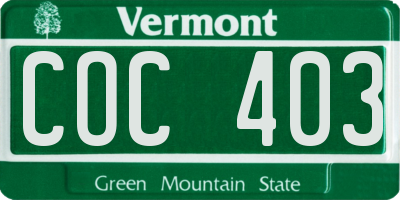 VT license plate COC403