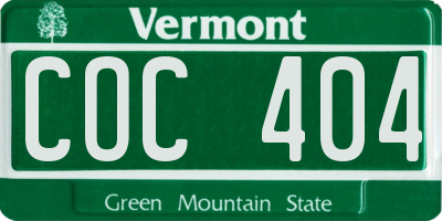 VT license plate COC404