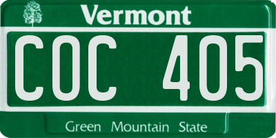 VT license plate COC405