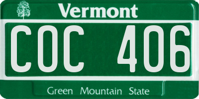 VT license plate COC406