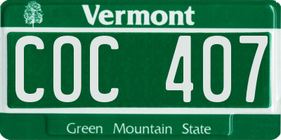 VT license plate COC407