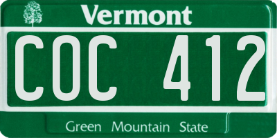 VT license plate COC412