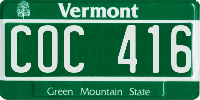 VT license plate COC416