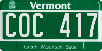 VT license plate COC417