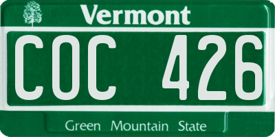 VT license plate COC426