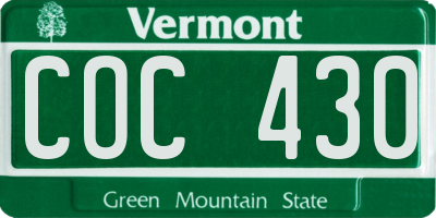 VT license plate COC430