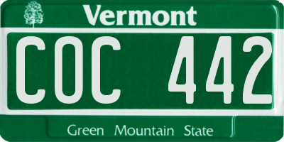 VT license plate COC442