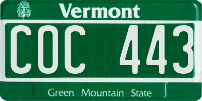 VT license plate COC443