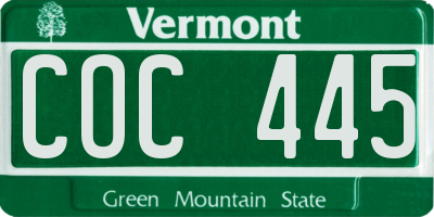 VT license plate COC445