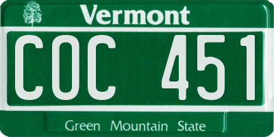 VT license plate COC451