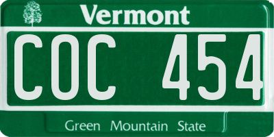 VT license plate COC454