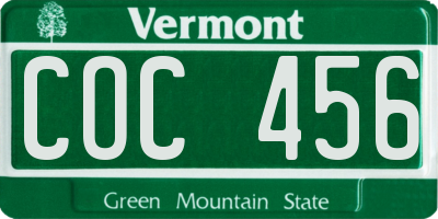 VT license plate COC456