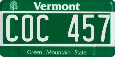 VT license plate COC457