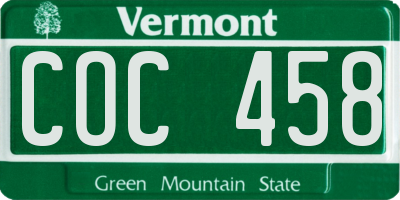 VT license plate COC458