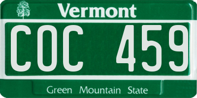 VT license plate COC459