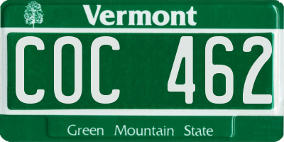 VT license plate COC462