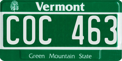 VT license plate COC463