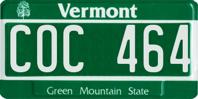 VT license plate COC464