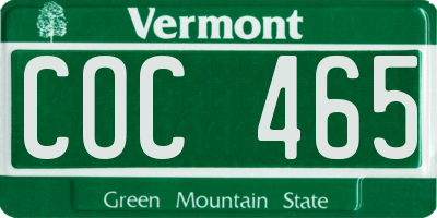 VT license plate COC465