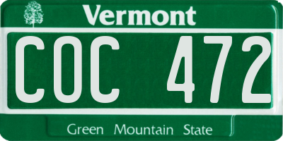 VT license plate COC472