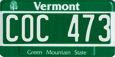 VT license plate COC473