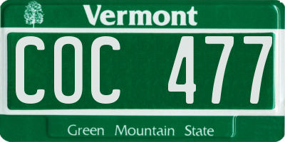 VT license plate COC477