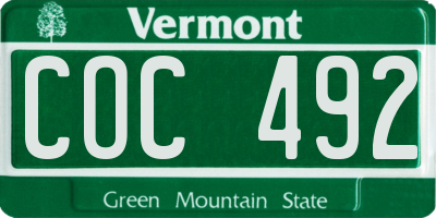 VT license plate COC492