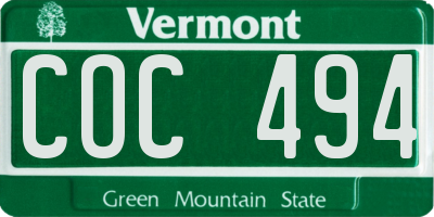 VT license plate COC494