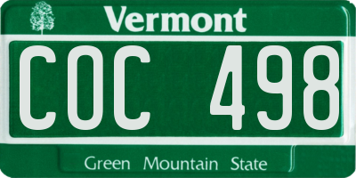 VT license plate COC498