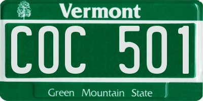 VT license plate COC501