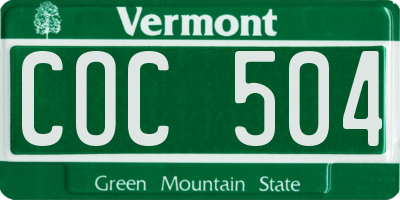 VT license plate COC504