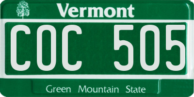 VT license plate COC505