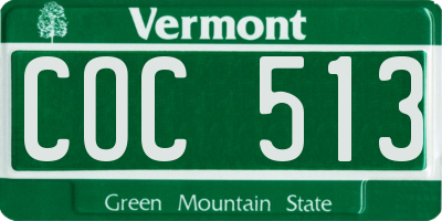 VT license plate COC513