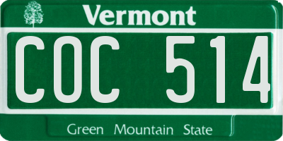 VT license plate COC514
