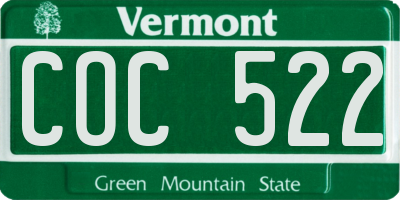 VT license plate COC522
