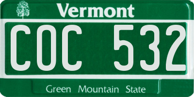 VT license plate COC532