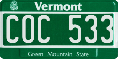 VT license plate COC533