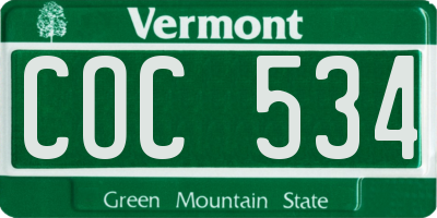 VT license plate COC534