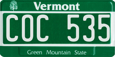 VT license plate COC535