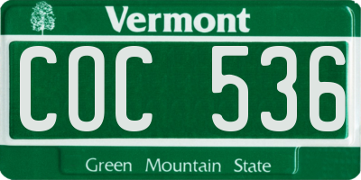 VT license plate COC536