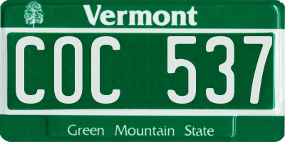 VT license plate COC537