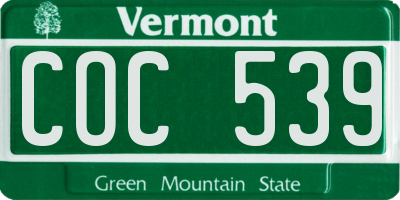 VT license plate COC539