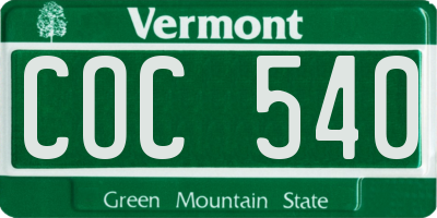 VT license plate COC540
