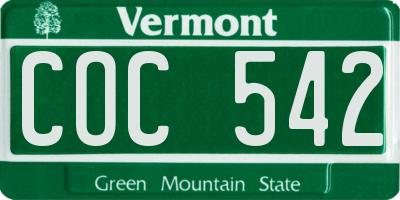 VT license plate COC542